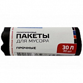 Мешки для мусора 30 л. черные 30 шт/рул, 6 мкм, Упакмаркет