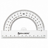 Набор чертежный BRAUBERG (линейка 20 см, 2 треугольника, транспортир), прозрачный, 210853
