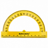 Транспортир 12 см, 180 градусов, BRAUBERG, прозрачный, неоновый, ассорти, 210849