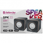 Колонки компьютерные DEFENDER SPK-33, 2.0, 5 Вт, 3,5 мм джек, пластик, черные, 65633
