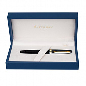 Ручка подарочная перьевая WATERMAN "Expert 3 Black Lacquer GT", черный лак, позолоченные детали, син