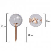 Силовые кнопки-гвоздики BRAUBERG CLEAR & GOLD, прозрачные с золотистым (шарики), 100 штук, 11 мм, 27
